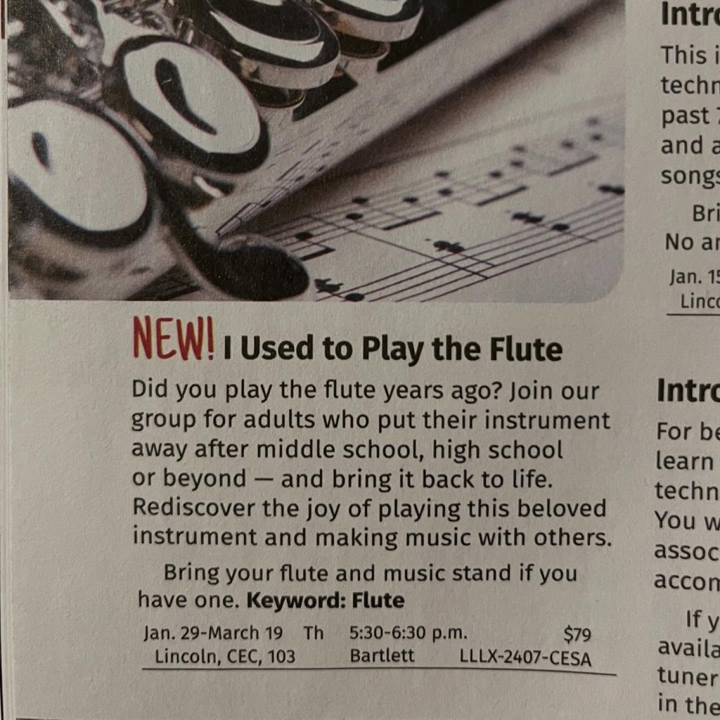 Picture from Southeast Community College continuing education magazine of new class offered by Lindsay.