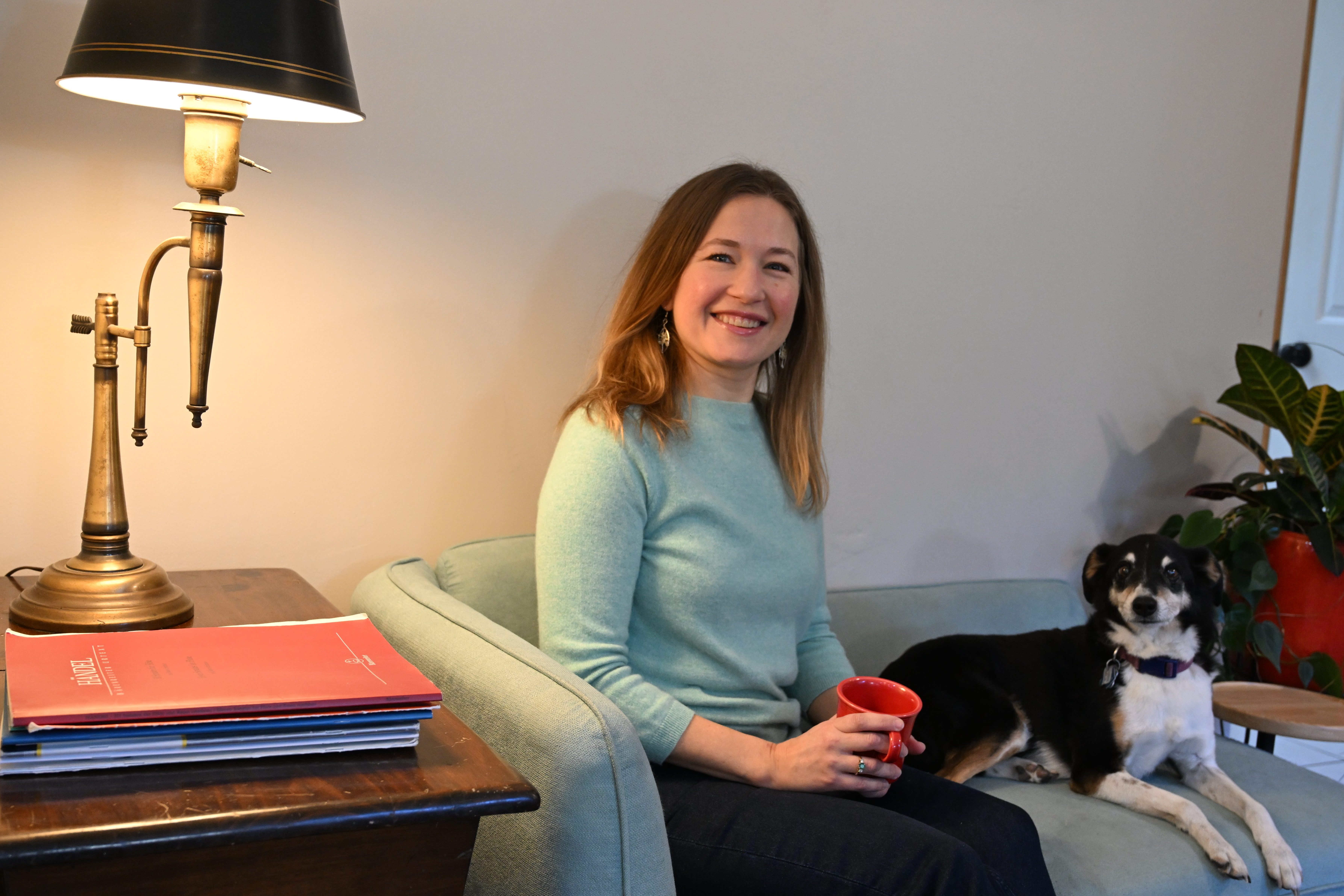 Lindsay with the black terrier, Dexter. Photo by AVDude.